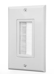 White Brush Wall Plate Wires Cable Access Strap Management Socket Mount Port HDMI