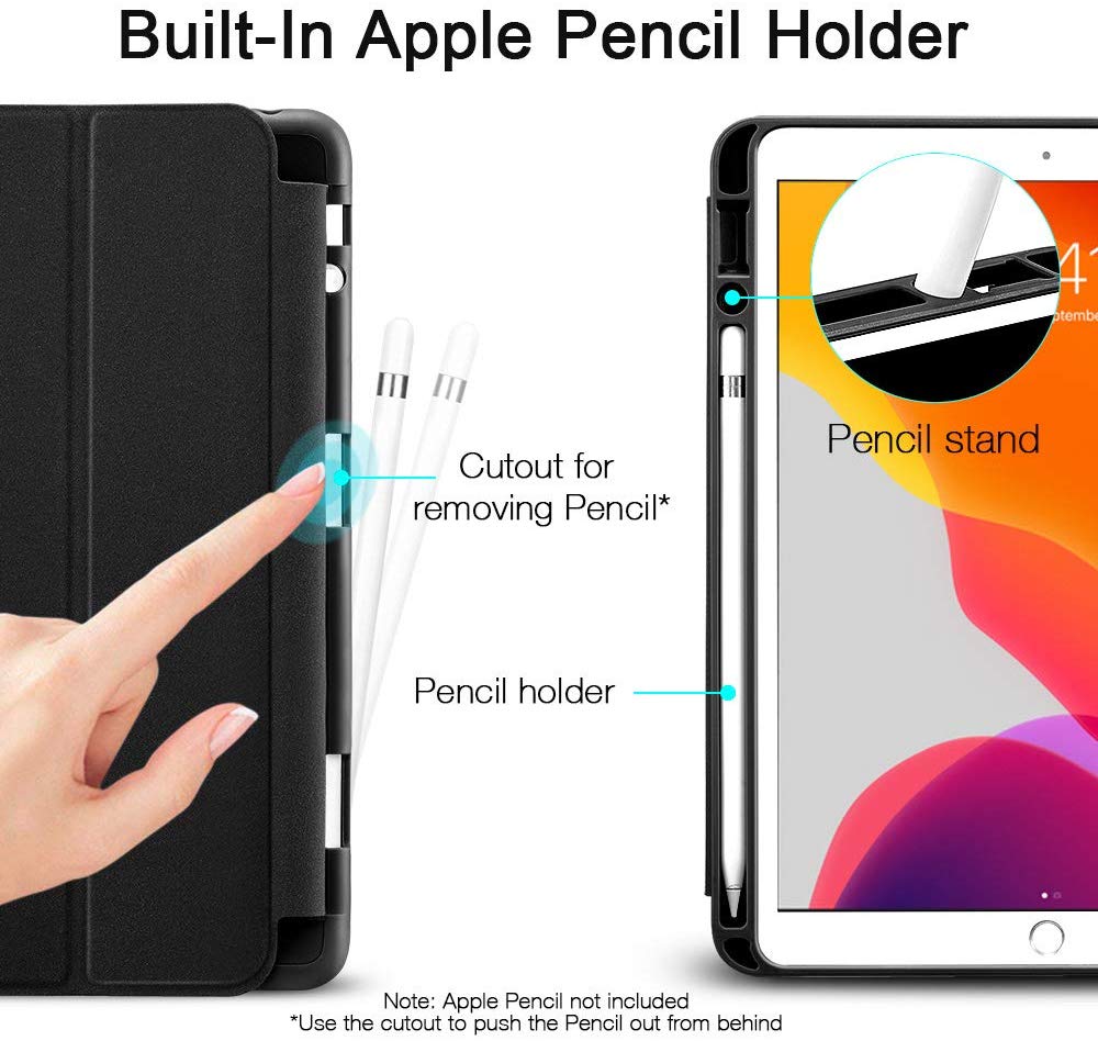 IPad 10.2 2019 7th Pencil Holder Slim Smart TPU Soft Edge Case