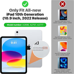 iPad 10th Case 10.9 Inch 2022 with Pencil Holder, Smart iPad Case with Soft TPU Auto Wake Sleep
