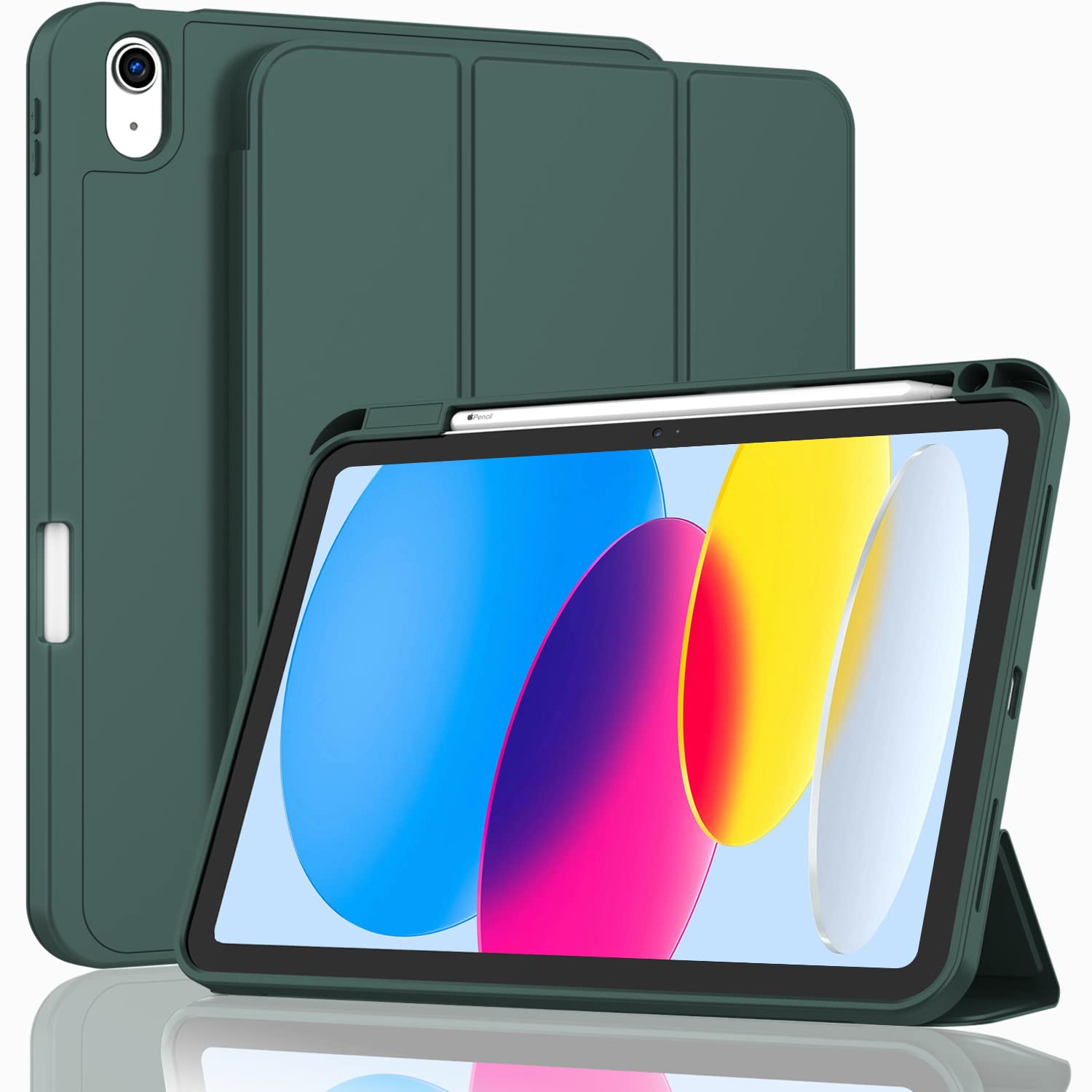 iPad 10th Case 10.9 Inch 2022 with Pencil Holder, Smart iPad Case with Soft TPU Auto Wake Sleep
