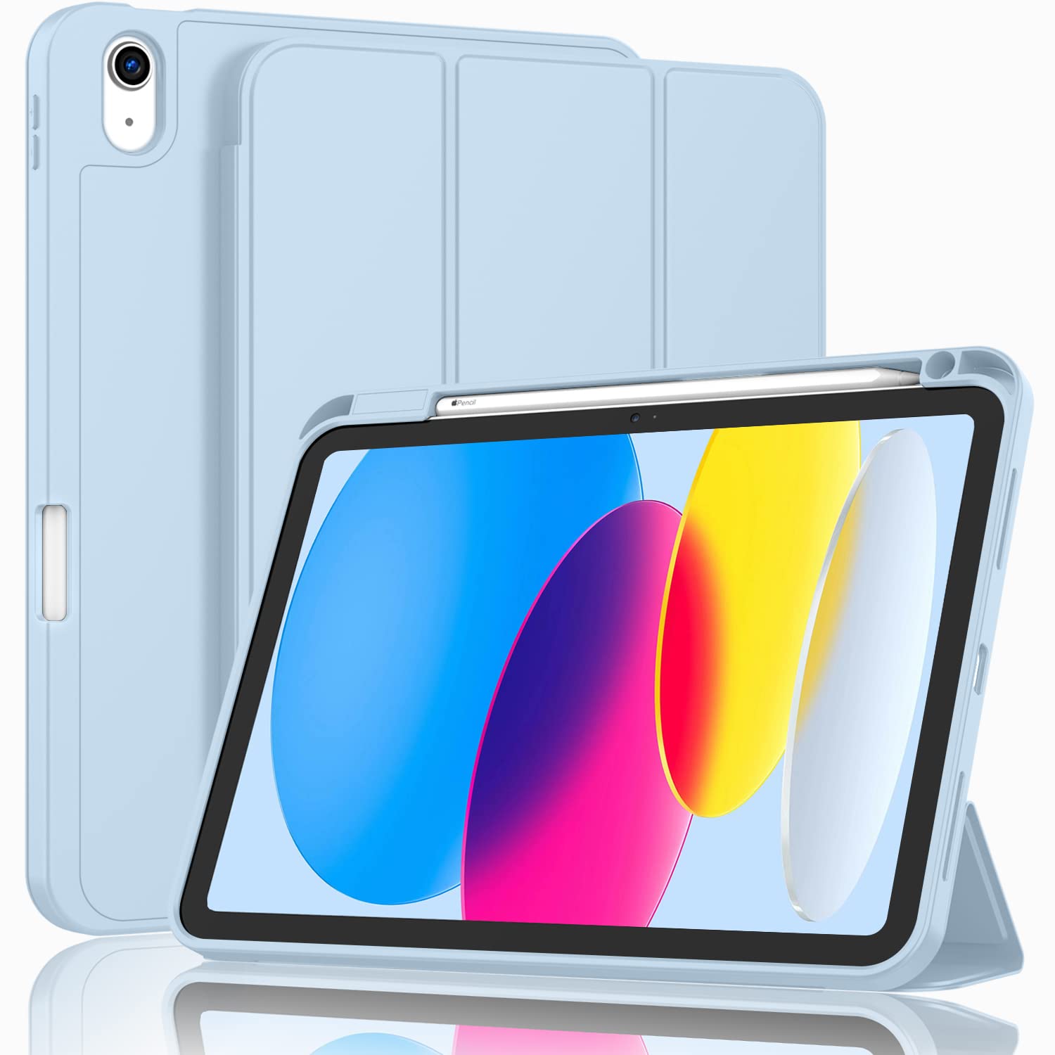 iPad 10th Case 10.9 Inch 2022 with Pencil Holder, Smart iPad Case with Soft TPU Auto Wake Sleep