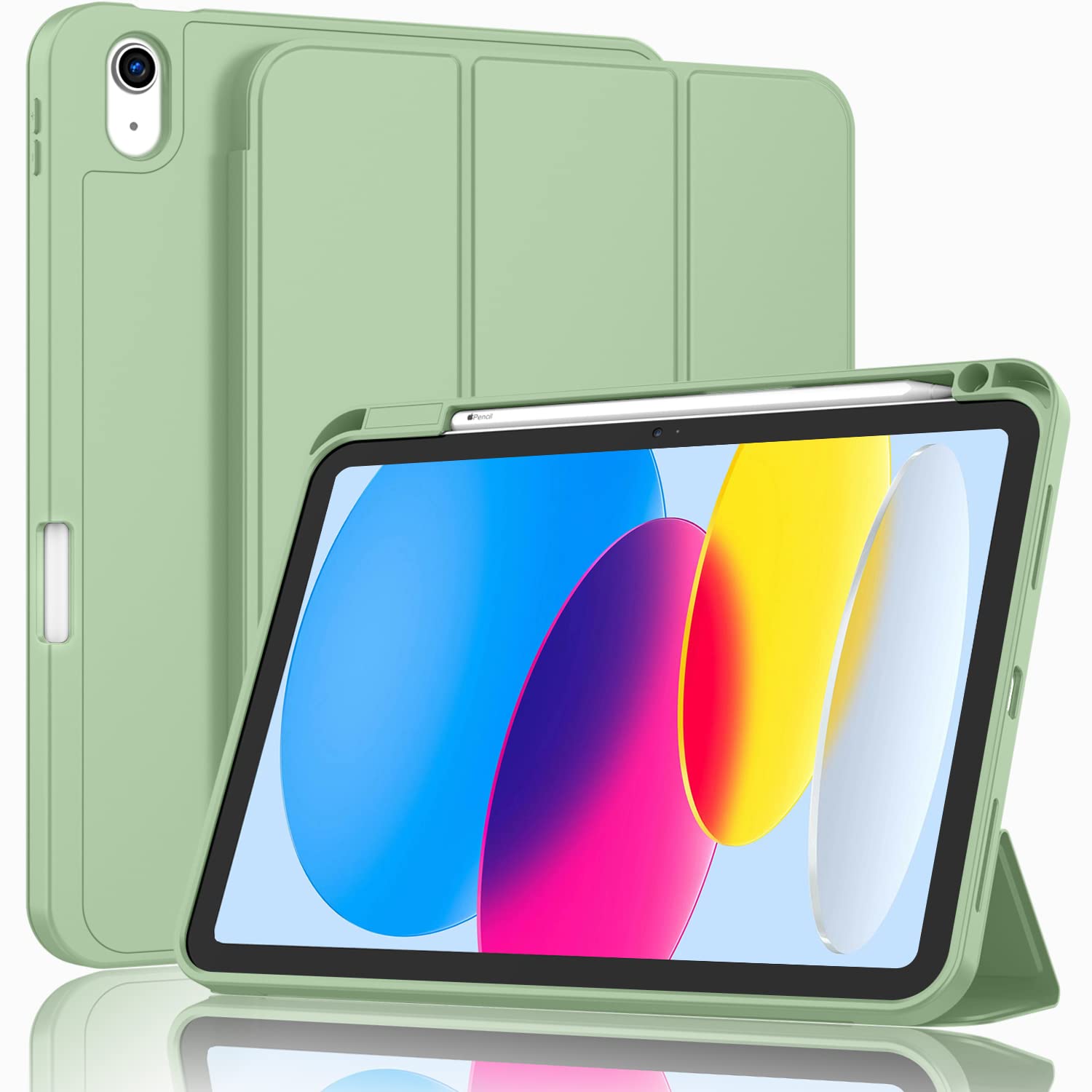 iPad 10th Case 10.9 Inch 2022 with Pencil Holder, Smart iPad Case with Soft TPU Auto Wake Sleep