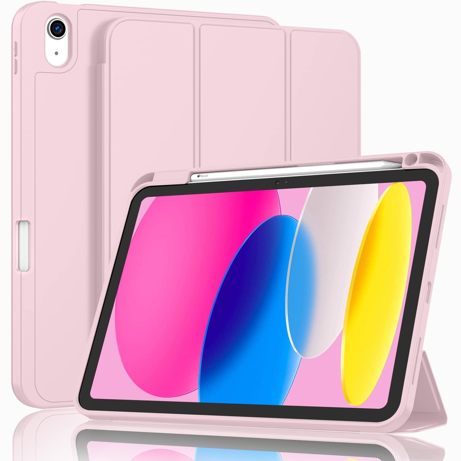 iPad 10th Case 10.9 Inch 2022 with Pencil Holder, Smart iPad Case with Soft TPU Auto Wake Sleep