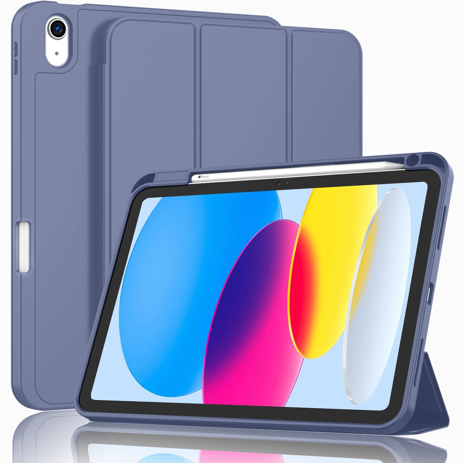 iPad 10th Case 10.9 Inch 2022 with Pencil Holder, Smart iPad Case with Soft TPU Auto Wake Sleep