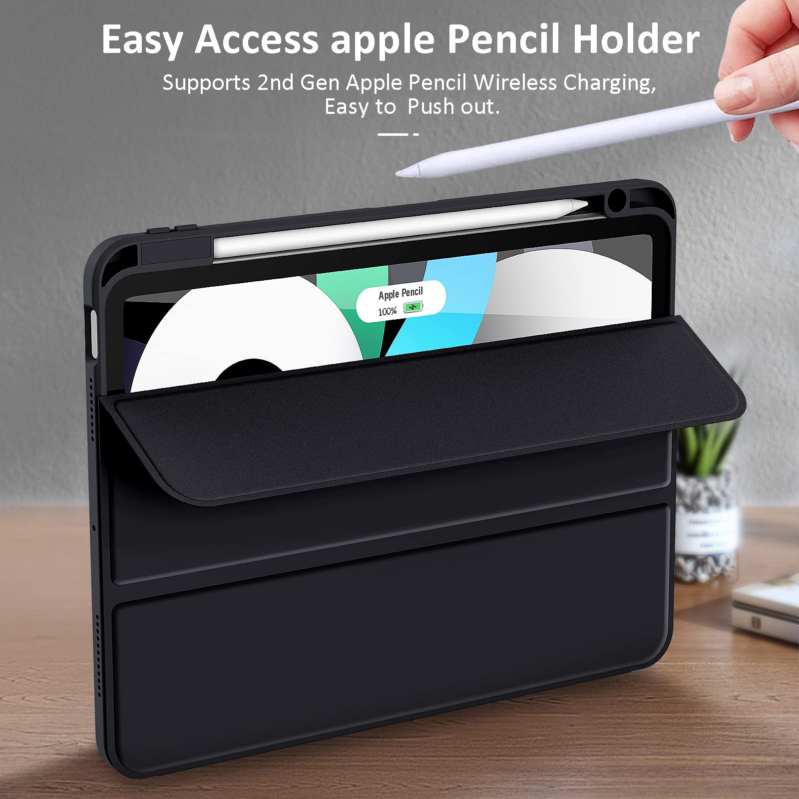 iPad 10th Case 10.9 Inch 2022 with Pencil Holder, Smart iPad Clear Case with Soft TPU Auto Wake Sleep