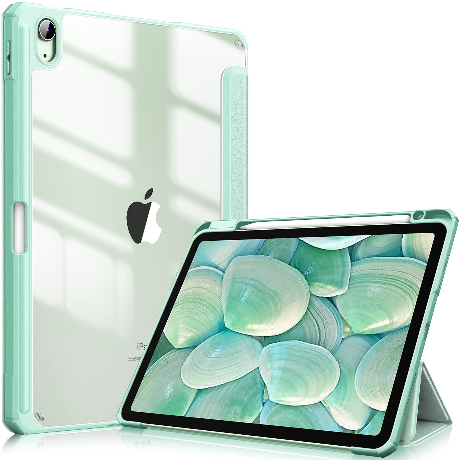 iPad 10th Case 10.9 Inch 2022 with Pencil Holder, Smart iPad Clear Case with Soft TPU Auto Wake Sleep