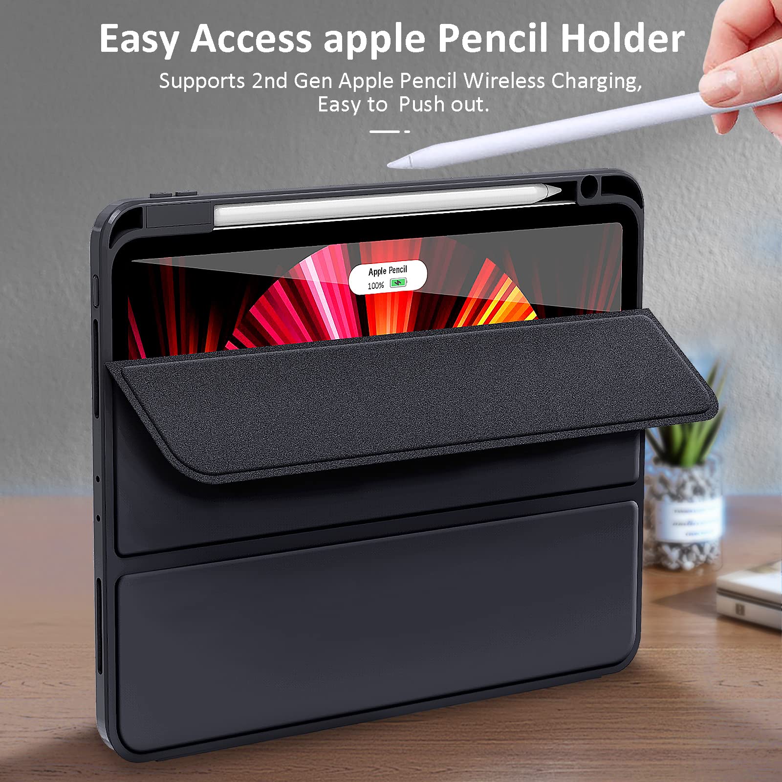 iPad Pro 11 Inch 2020-2022 Soft Tpu Smart Premium Case Auto Sleep Wake Stand Clear Cover Pencil holder