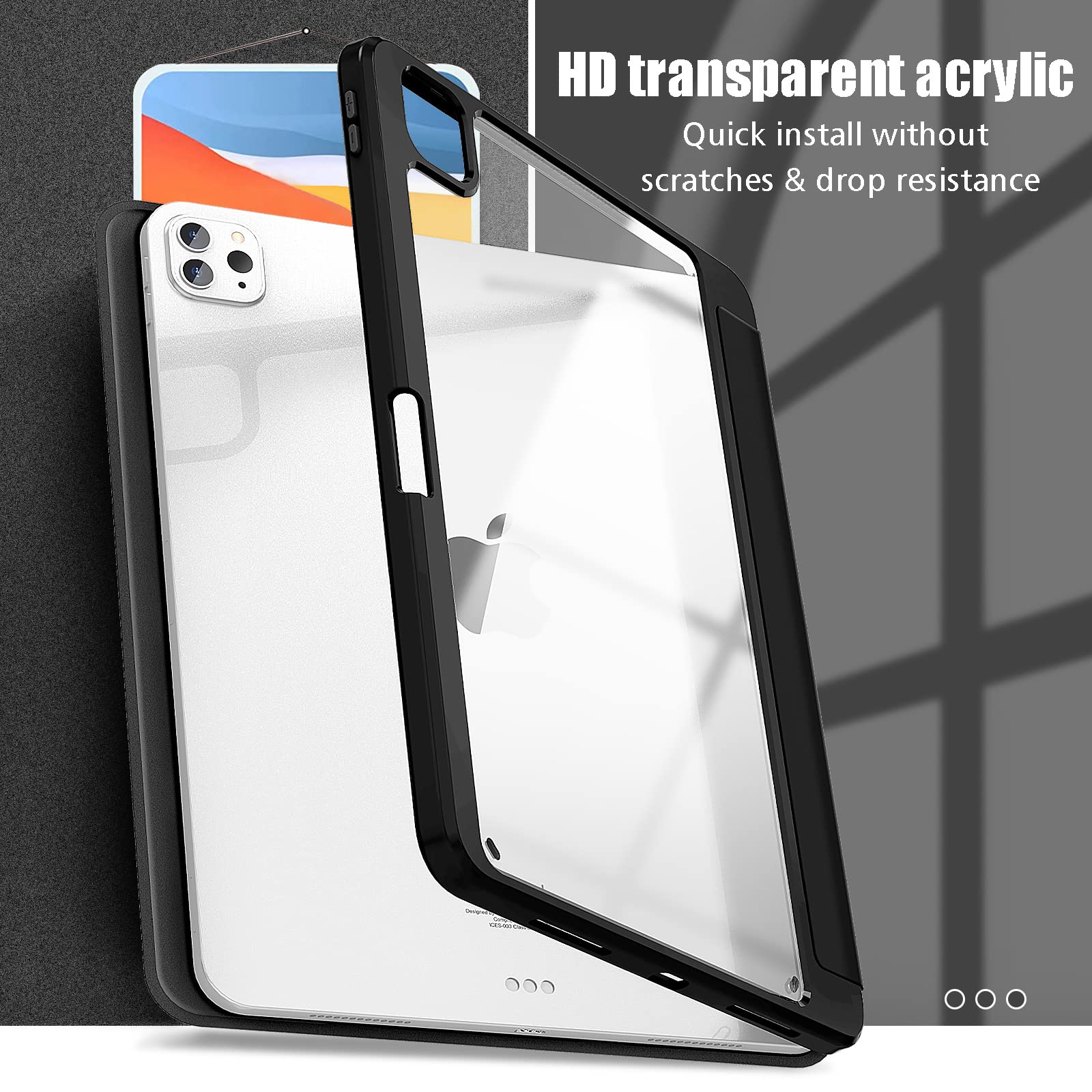 iPad Pro 11 Inch 2020-2022 Soft Tpu Smart Premium Case Auto Sleep Wake Stand Clear Cover Pencil holder