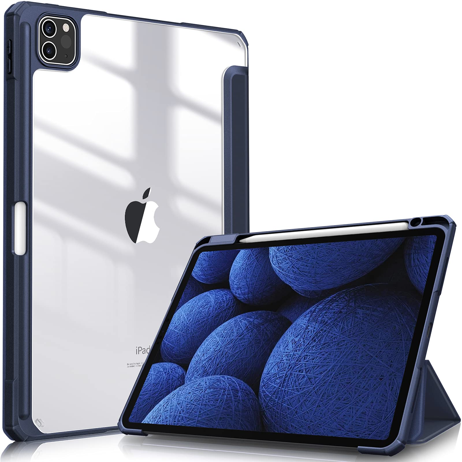 iPad Pro 11 Inch 2020-2022 Soft Tpu Smart Premium Case Auto Sleep Wake Stand Clear Cover Pencil holder