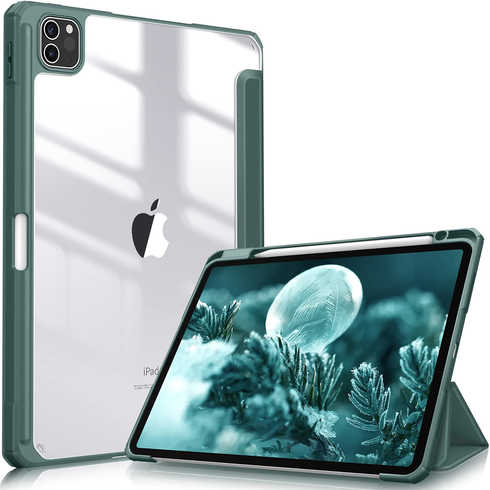 iPad Pro 11 Inch 2020-2022 Soft Tpu Smart Premium Case Auto Sleep Wake Stand Clear Cover Pencil holder