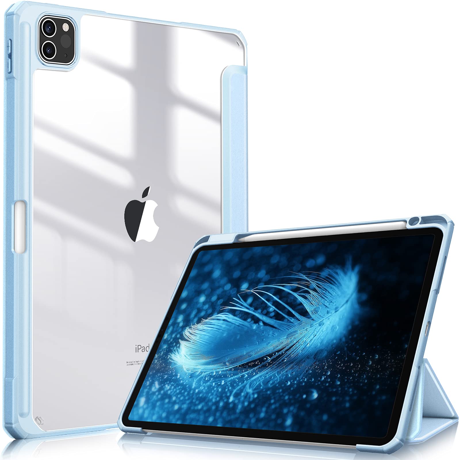 iPad Pro 11 Inch 2020-2022 Soft Tpu Smart Premium Case Auto Sleep Wake Stand Clear Cover Pencil holder