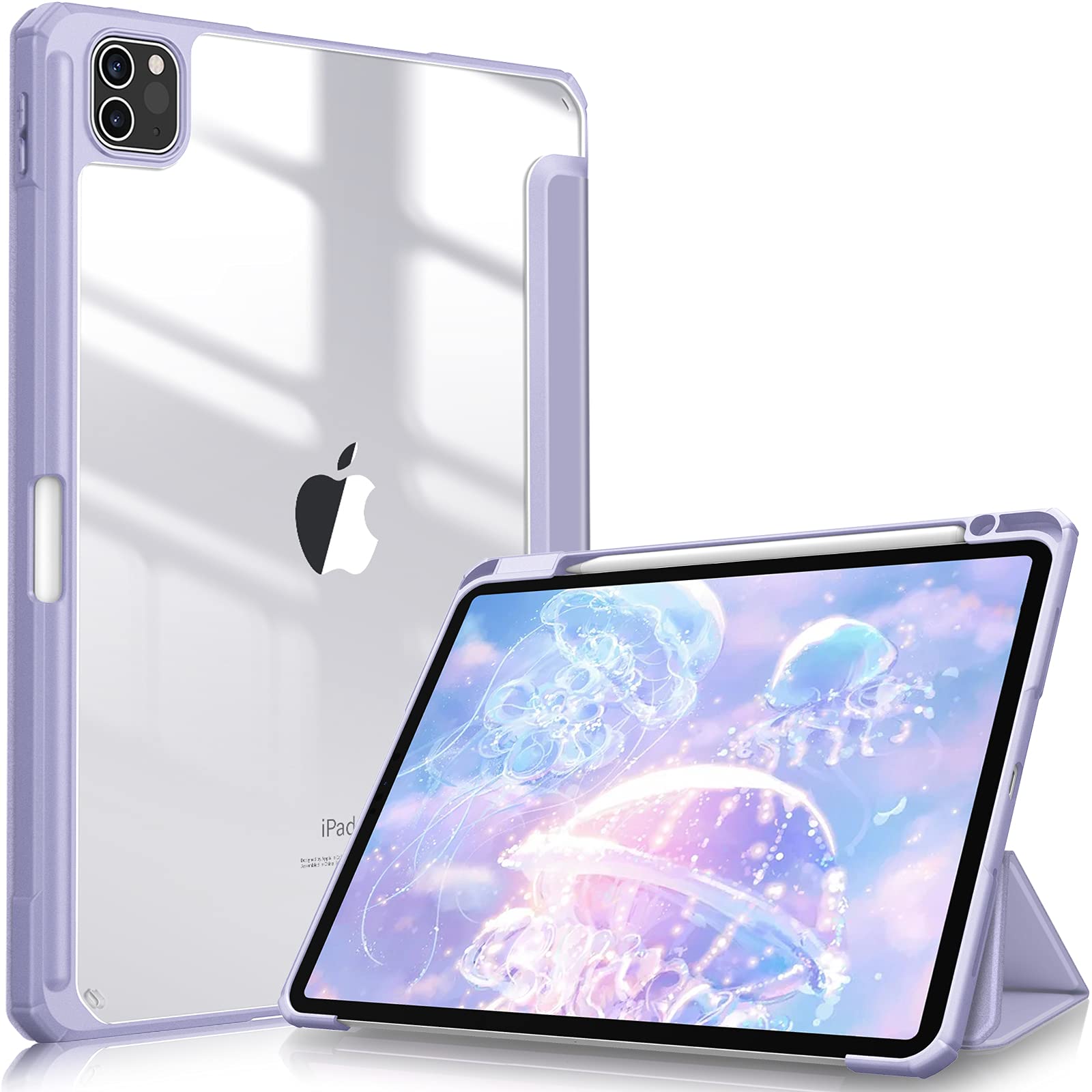 iPad Pro 11 Inch 2020-2022 Soft Tpu Smart Premium Case Auto Sleep Wake Stand Clear Cover Pencil holder