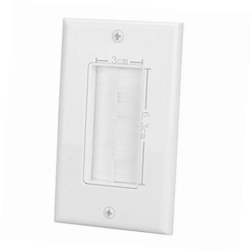 White Brush Wall Plate Wires Cable Access Strap Management Socket Mount Port HDMI